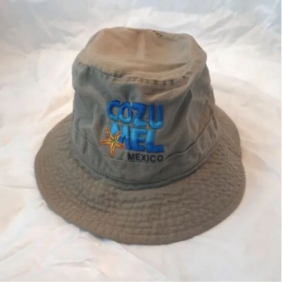 Kid's Bay Hot Cozumel Mexico Tan Khaki Bucket Hat - Picture 2 of 11